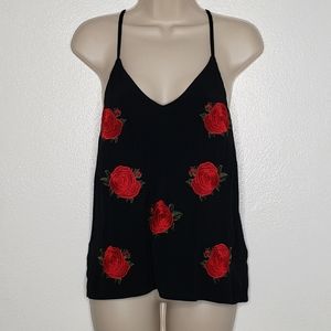 SEEK The Label Embroidered Roses Cami Tank Top
